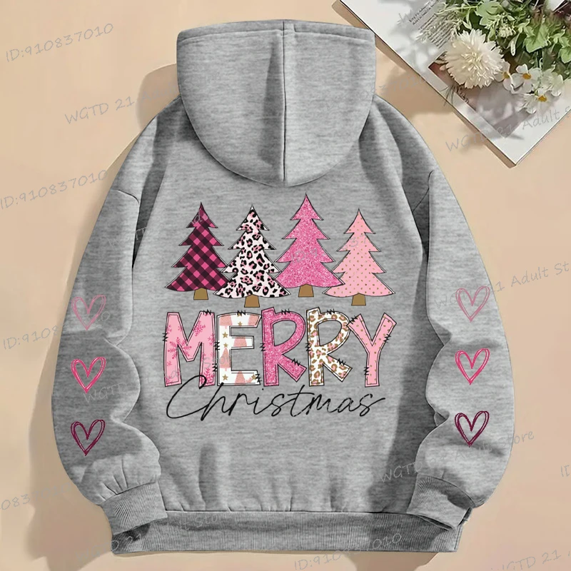 เสื้อฮู้ดพิมพ์ลายคริสต์มาสสำหรับผู้หญิง สไตล์วินเทจ ลายต้นคริสต์มาส แขนยาว ลายกราฟิกหัวใจ เหมาะสำหรับฤดูใบไม้ร่วงและฤดูหนาว สไตล์สวยงามสำหรับเทศกาลคริสต์มาส