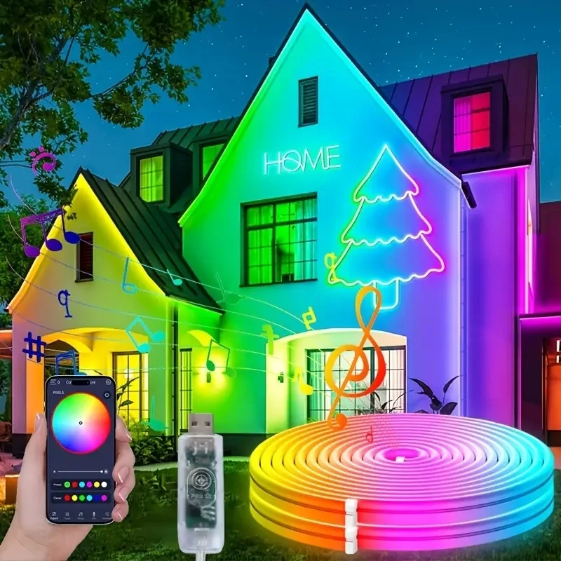 

Гибкая водонепроницаемая светодиодная неоновая лента IP65, силиконовый неоновый свет для кухни, спальни, внутреннего и наружного украшения