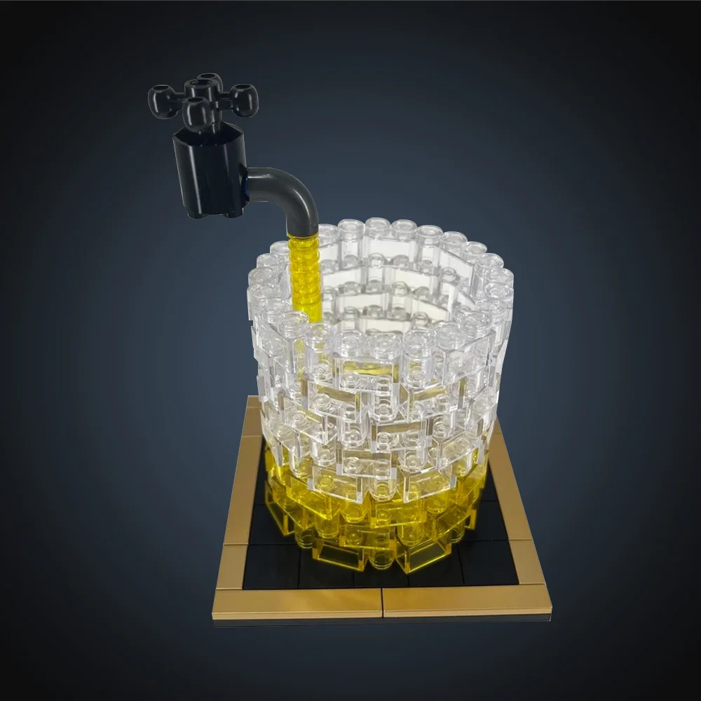 Gobricks MOC ウイスキーグラスライフビルディングブロックモデルゴールデントレイ付きレンガワインカップコレクション組み立てられたおもちゃ子供のギフト