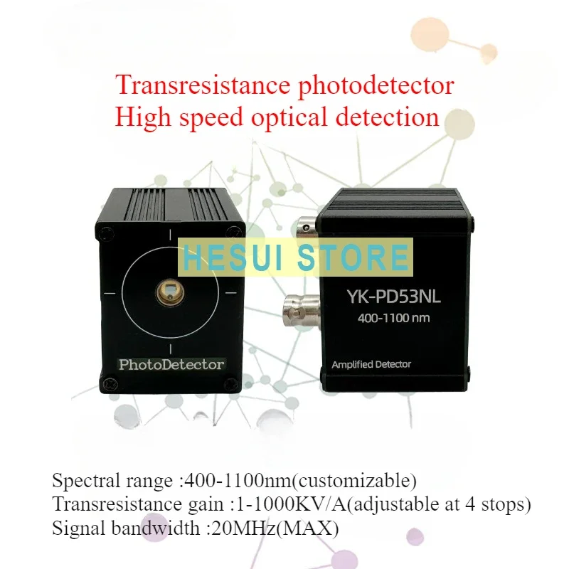 YK_PD53NL silicon photodetector 4-speed gain adjustable PD high-speed amplification 20M bandwidth photodiode 200-1700nm