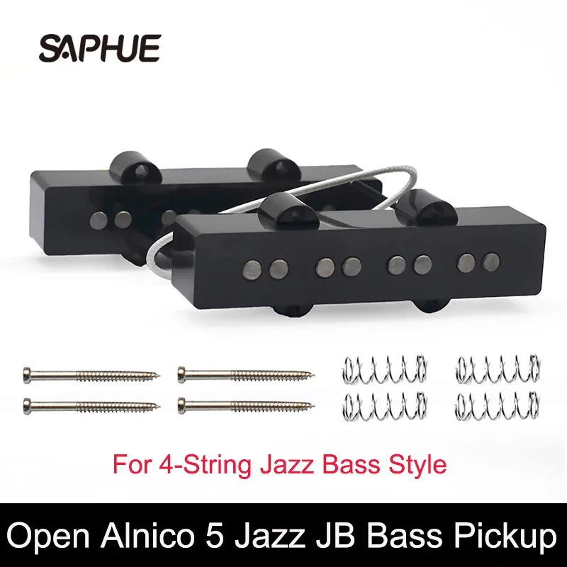 Alnico 5 Jazz JB Bass Pickup Neck o Bridge Pickup Cable de tela trenzado para piezas de bajo de 4 cuerdas, estilo abierto