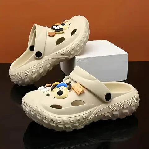 Chief Dog Cartoon Hole Shoes Men's Summer Casual Stepping on Shit Baotou Half-drag Beach Shoes Men