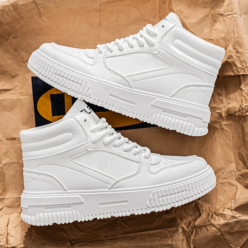 

New Fashion Casual Sneakers High Top Skateboard Shoes Student Boots Men and Women Trend Wear Resistant Two-color Couples