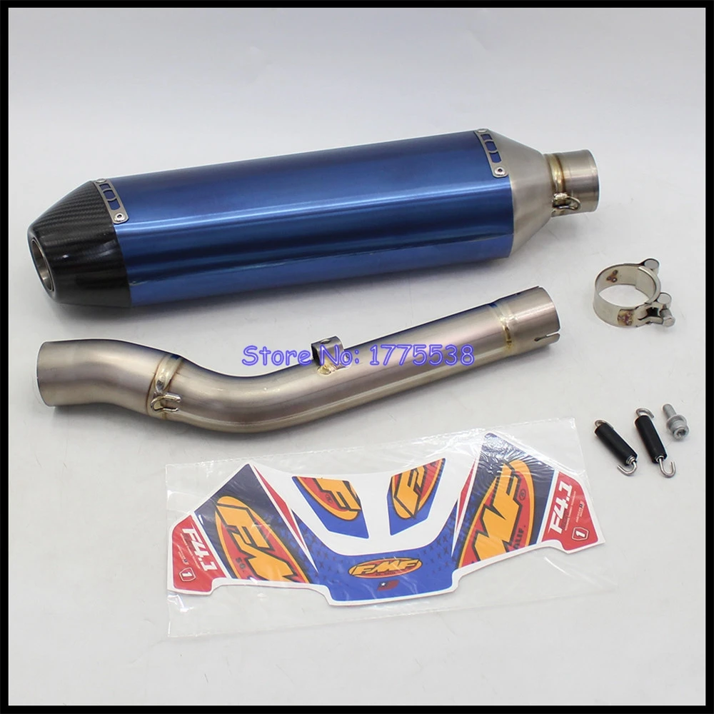 For Kawasaki KX250F 2017-2020 Titanium Alloy Motorcycle Exhaust Muffler Real Carbon Tip with Titanium Alloy Middle Link Pipe