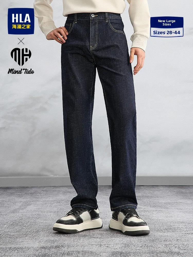 HLA Home Fashion Straight Leg Jeans Men's Five Pocket Style mid Waist Denim Cotton Blend Elastic Micro Stretch Casual Wear