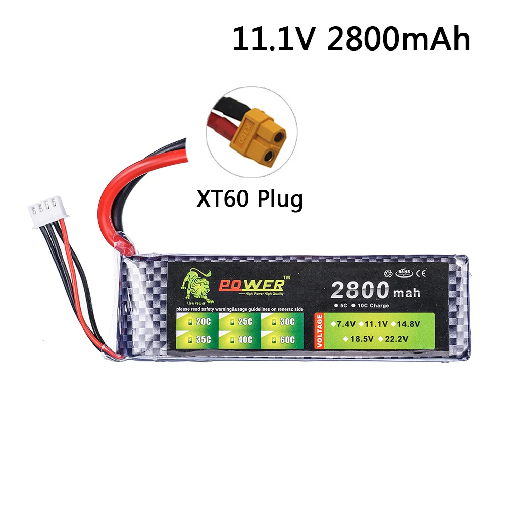 업그레이드 리포 배터리 XT60/T 플러그, RC 쿼드콥터 비행기 헬리콥터 장난감 자동차 보트 드론 부품, 3S 2200mah 11.1V, 11.1V 2800mAh