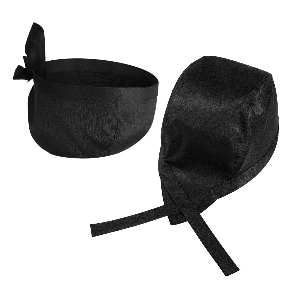 2pcs Chef Hats .8"X7.9"X4.7" Adjustable Ribbon Kitchen Working Hat For Men Women Server Cap Catering Cooking Restaurant