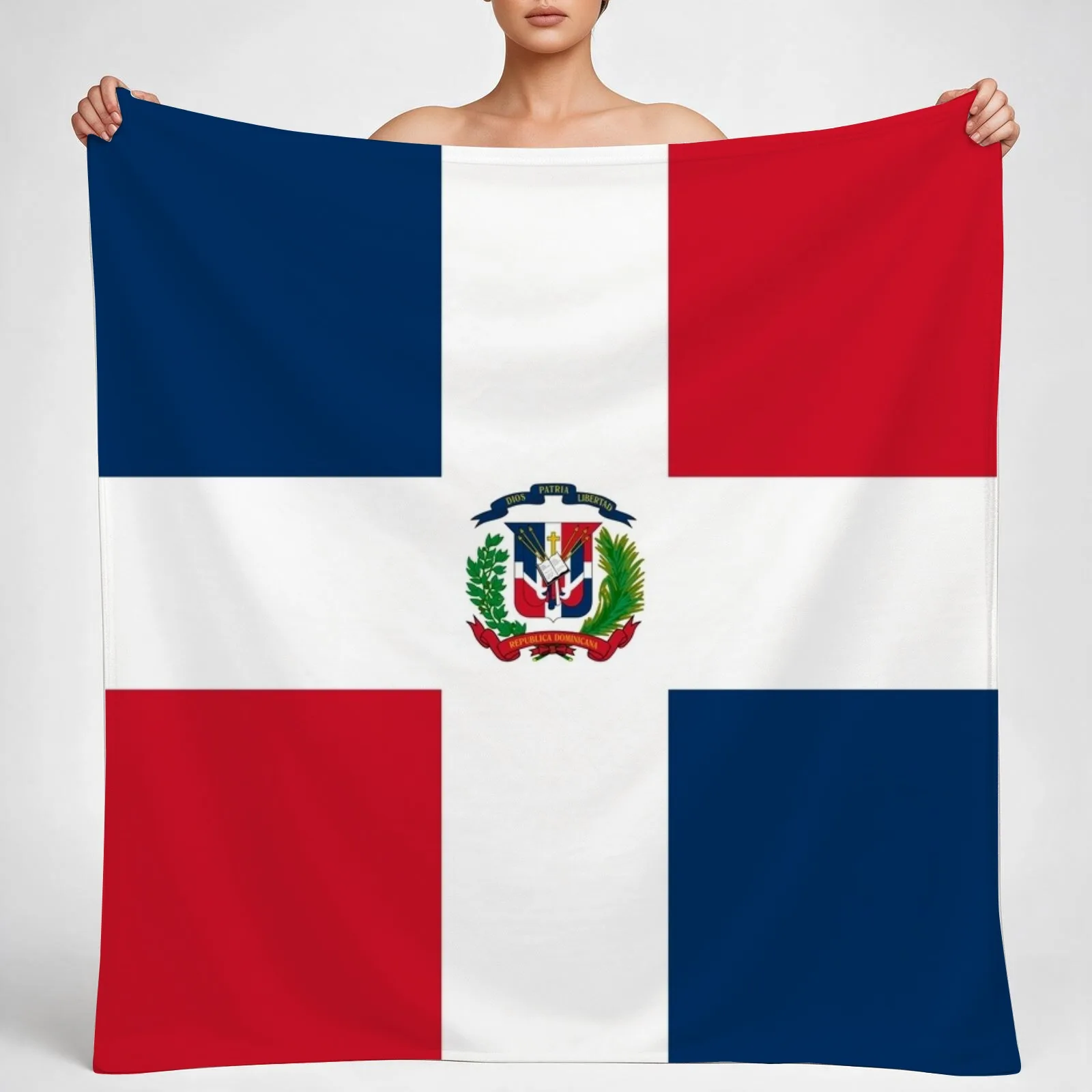 Dominican Republic Flag Throw Blanket couch cozy soft plush fuzzy picnic outdoor blanket