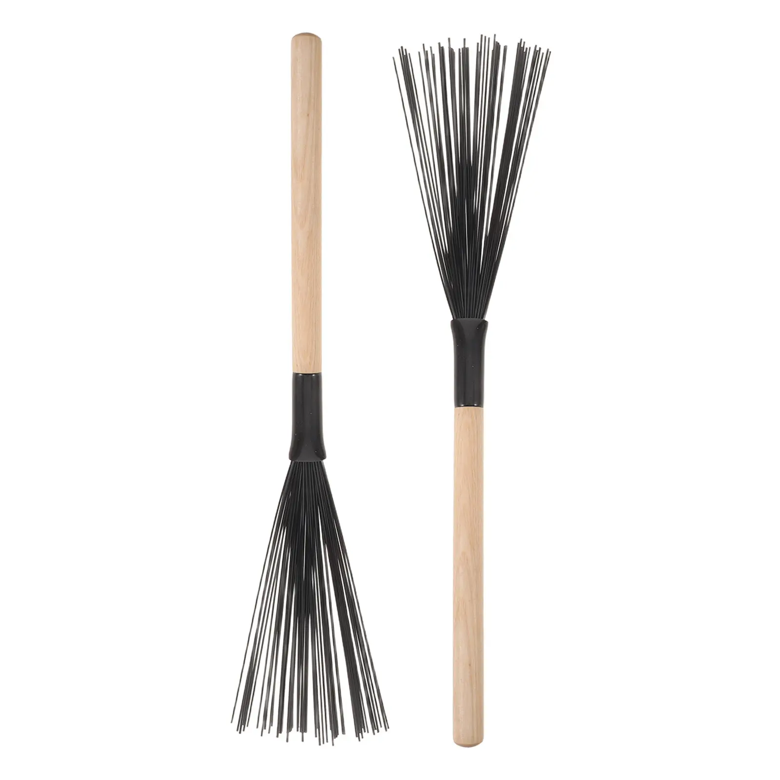 1Pair Nylon Drum Brushes Wood Handle Black Jazz Snare Brushes Drumstick Set for Practice Performance Band Brush Drum Kit