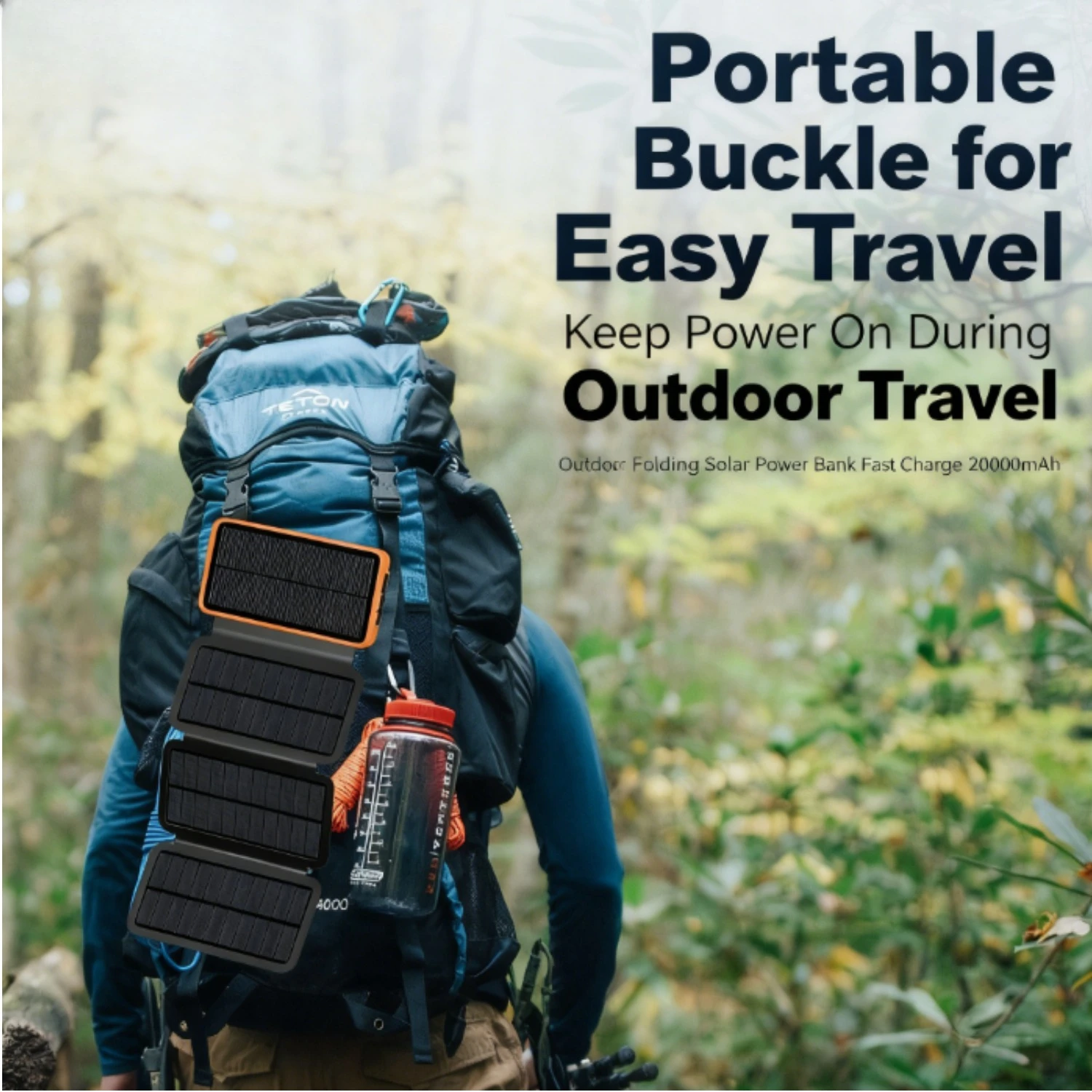 

Foldable Solar Power Bank 20000mAh with LED Light22.5W Fast Charging Outdoor Portable Charger Emergency Power for Camping Hiking