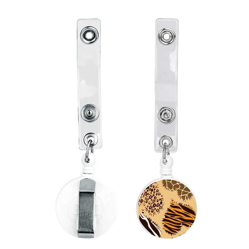 Leoparden-Kartenhalter mit horizontaler einziehbarer Schnalle, Business-Abzeichenrolle, Clip für Damen, Kartenhalter, Ärzte, Krankenschwestern, Hängen Sie Zertifikate – Detail 3