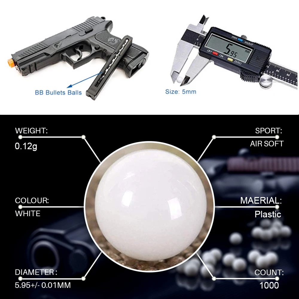 사격 사냥용 고품질 BB 공, 빠른 스피드 로더 전투 매거진, 전술 에어소프트 총, 1000 개/로트