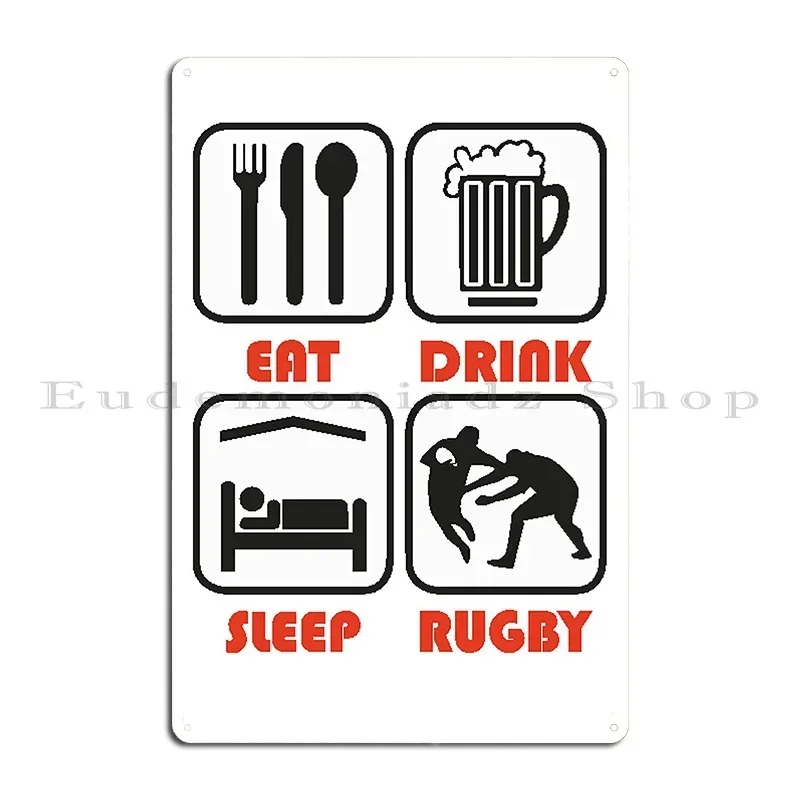 Eat Sleep Tackle Metal Sign Personalized Print Garage Party Home Tin Sign Poster