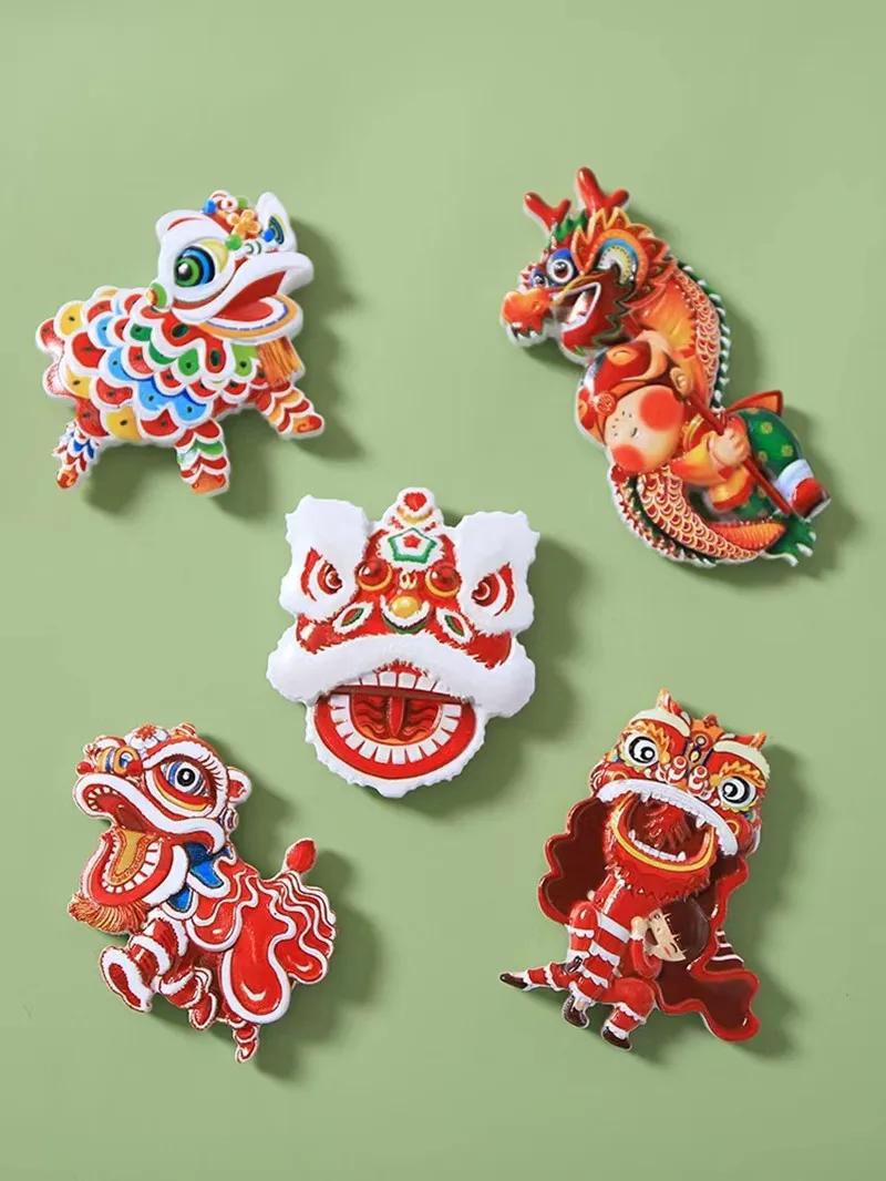 Chinese Style Creative Personality Refrigerator Stickers Magnetic Stickers 3D  Red Festive Cute Decorations