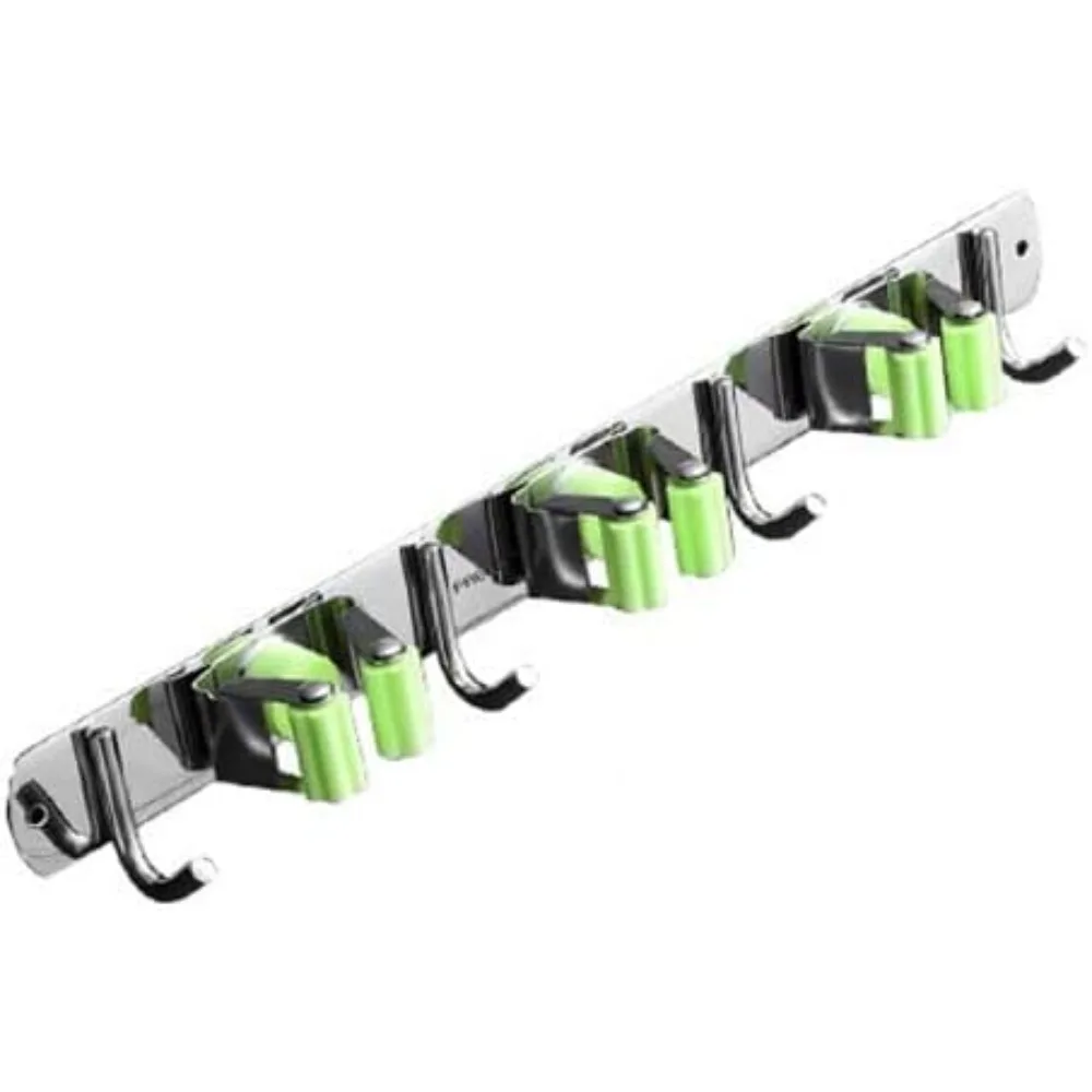 

Wall-Mounted Broom and Mop Holder, Storage Rack for Cleaning Tools, Ideal for Kitchen, Garden, and Garage