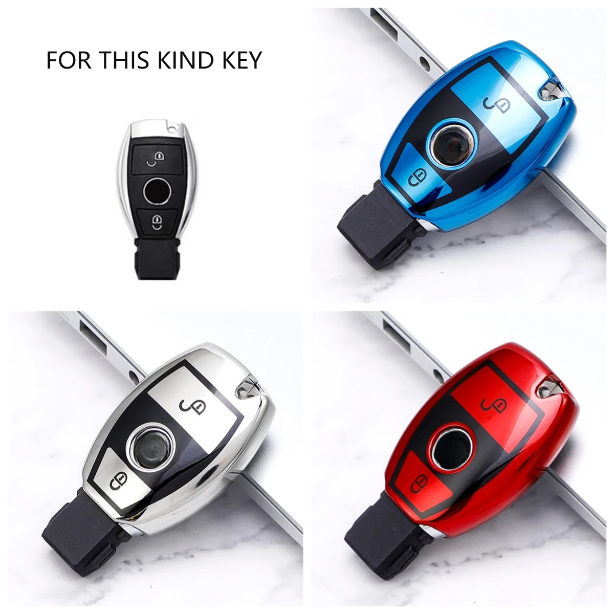 Funda de llave de coche de TPU suave de 2 botones para Mercedes Benz W203 W204 W212 C180 GLK300 CLS CLK CLA SLK C S E accesorios de clase