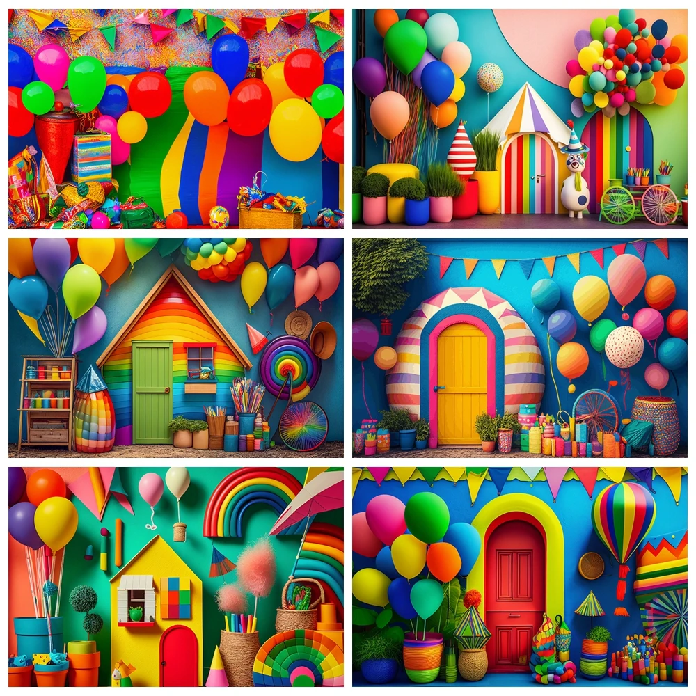 

Balloon Colorful Carnival Background Children's Birthday Party Decoration Background Family Photography Photo Studio Decoration