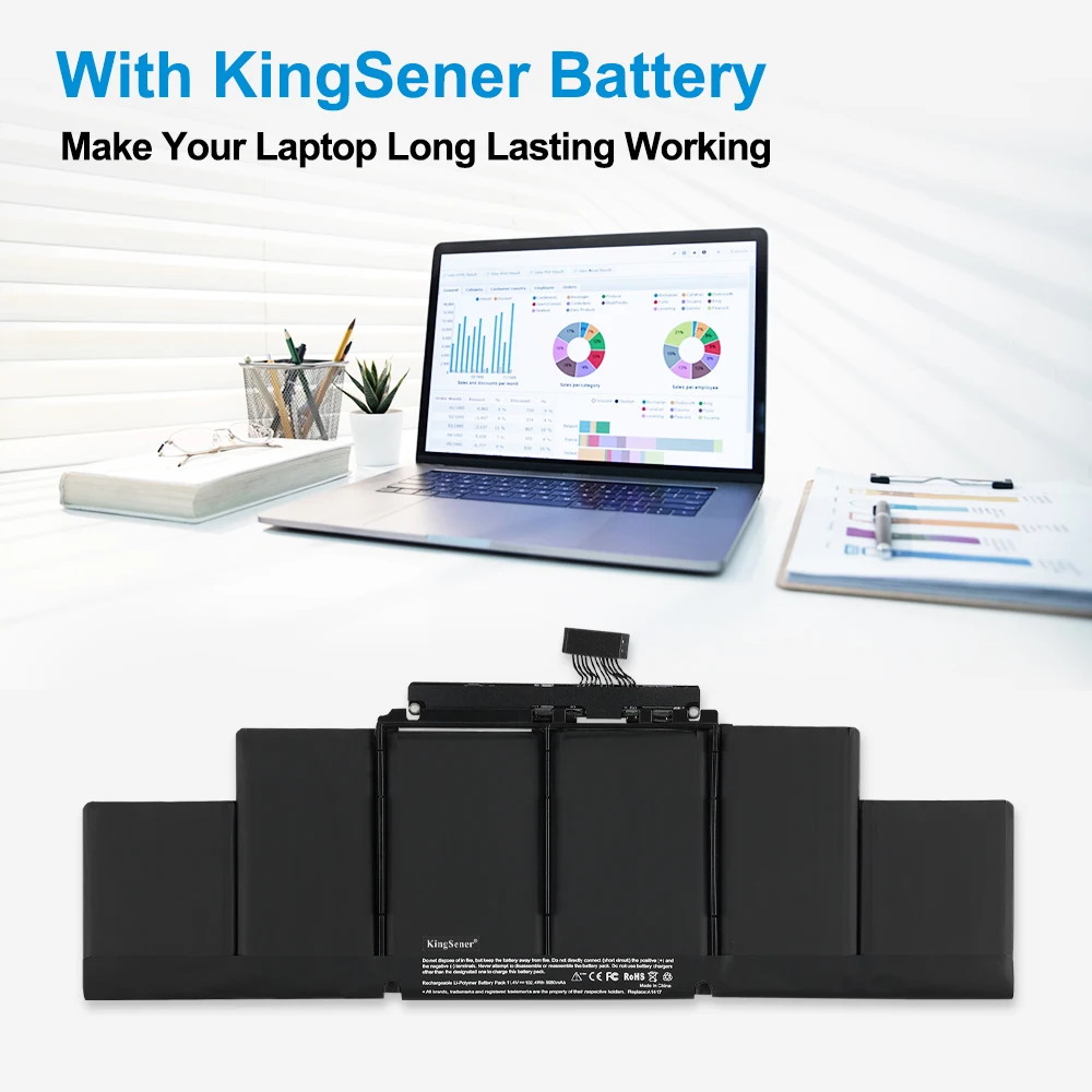 KingSener A1494 A1417 Bateria do laptopa Apple MacBook Pro 15" A1398 Retina 2012 2013 2014 Rok Darmowe narzędzia 500+ cykli Szybka wysyłka — zdjęcie produktu 5