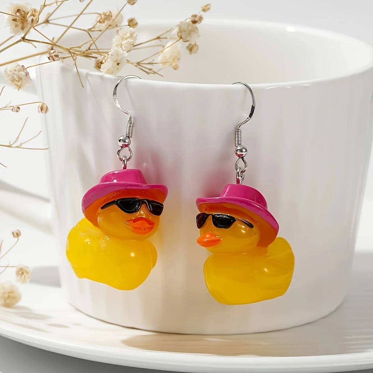 1 Pair, Creative Cute Cartoon Duck Earrings, Small Fresh and Funny Earrings, Little Duck Animal Creative Pendant
