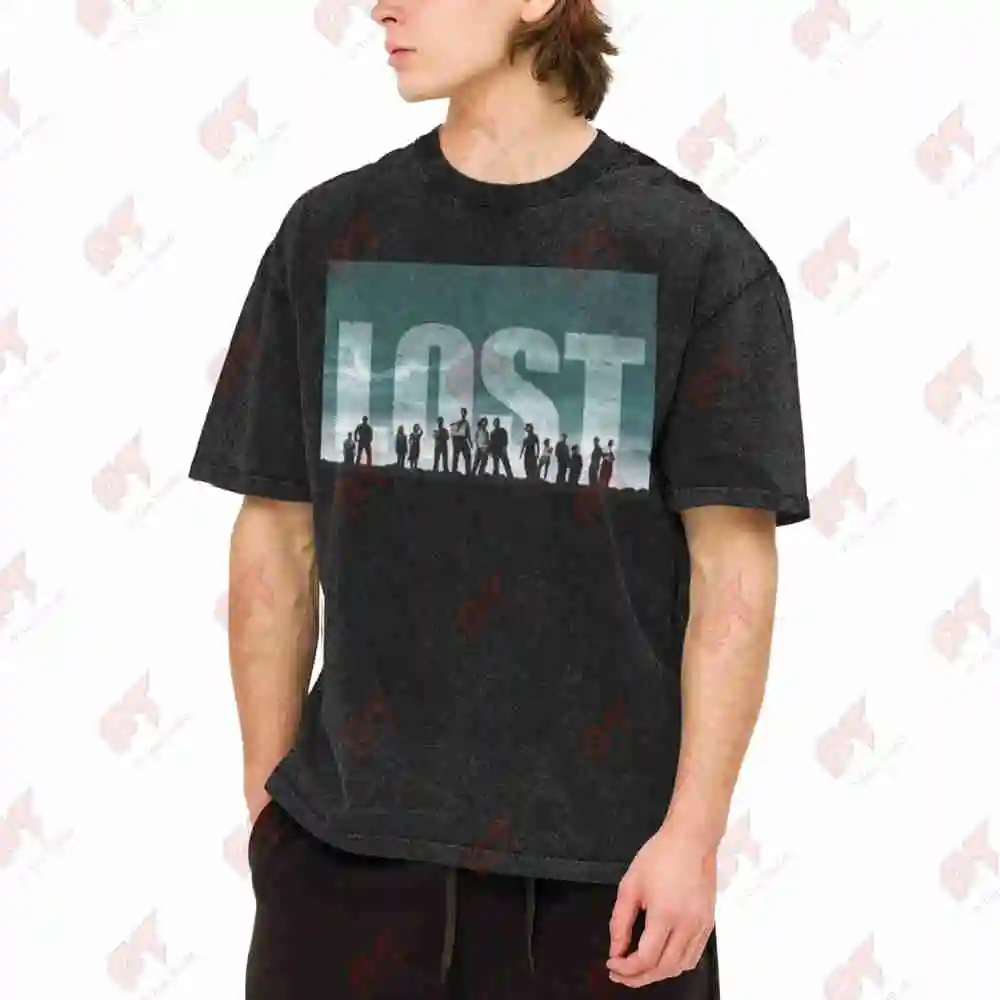 The Lost TV Show Character Silhouettes Vintage Washed Tee Pure Cotton T-Shirt