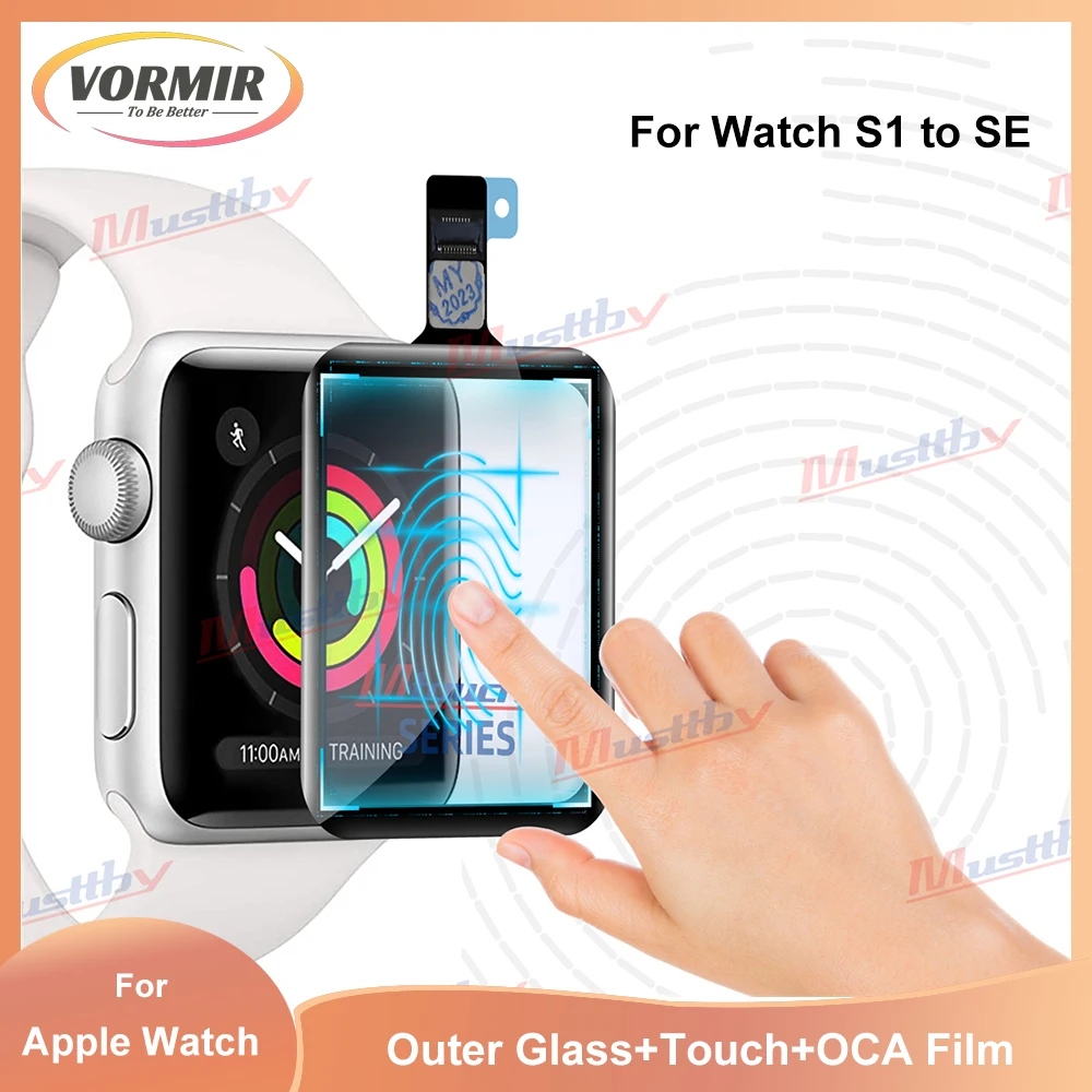 10pcs Touch Screen Digitizer Glass Lens Panel With OCA Film Parts Replacement or Apple iWatch Series 3 4 5 6 SE 38mm 42mm repair