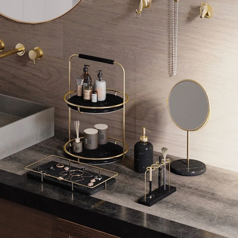 

Household double cosmetics storage box storage rack desktop skin care products Internet celebrities rotatable