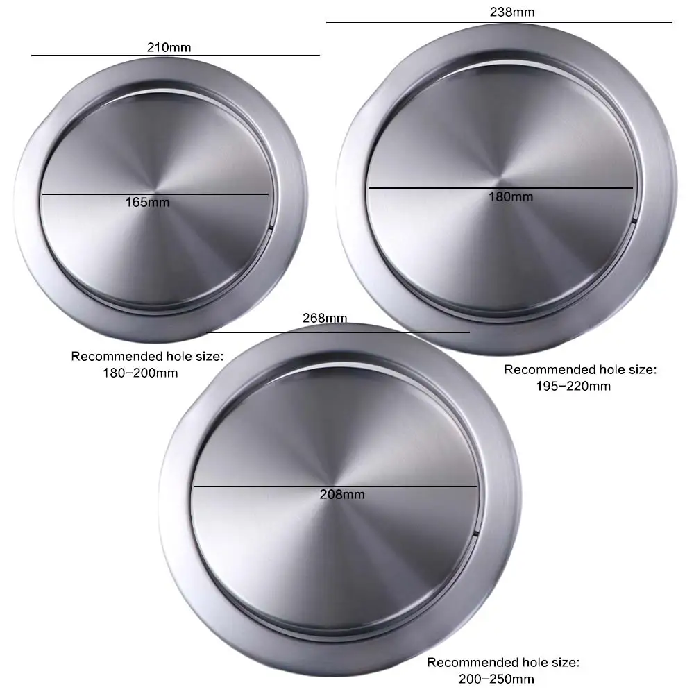 Built-in Countertop Trash Bin Waste Lid Balance Flap Cover Recessed Trash Can Lid Round Stainless Steel Flap Lid Cover Dustbin