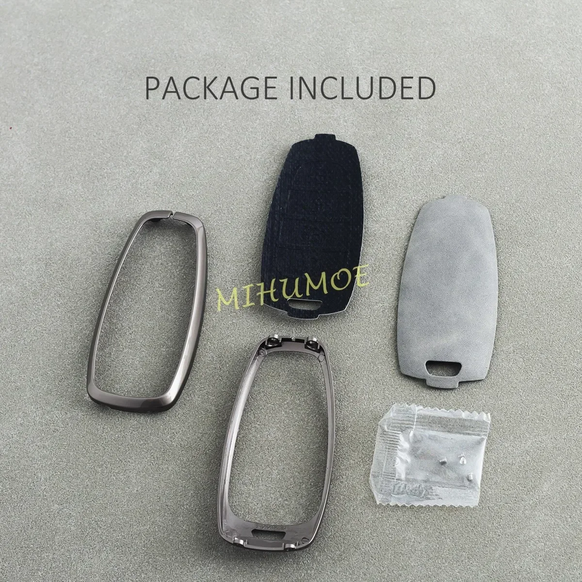 For Hyundai Tucson Santa Fe Cruz Sonata Palisade IONIQ 5 Nexo Accessories Metal Leather Car Remote Key Fob Case Cover Gray