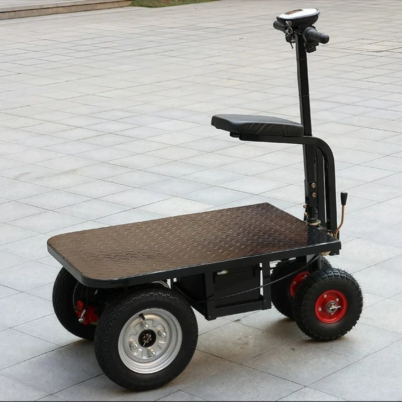Reverse donkey electric flatbed tricycle construction site pulling cement sand tiger car truck pulling goods trolley climbing