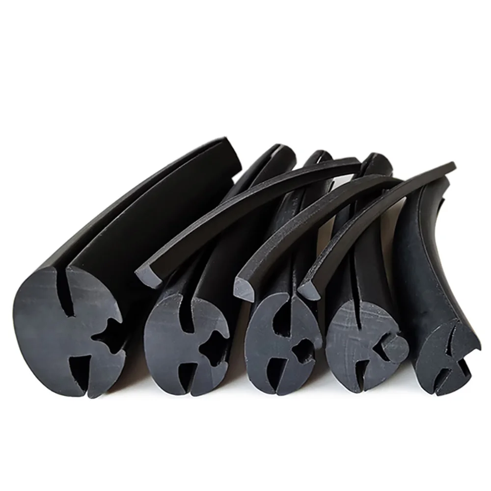 Silicone Rubber Three‑Port Caulk Trim Strip Shock‑Absorbing Gap Seal for Glass Auto Door Edge Guard Repair Accessory Parts