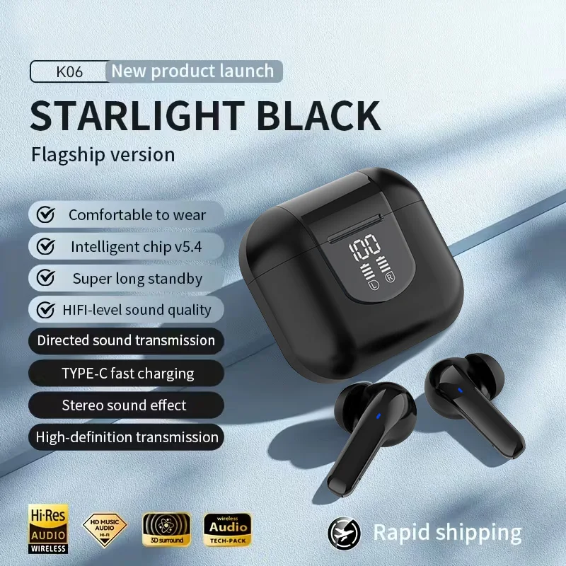 Bluetooth 5.4 Earphones HIFI Audio Low Power Earbuds Wireless Sports Earphones Waterproof Active Noise Reduction Earphones — product photo 1 of 1