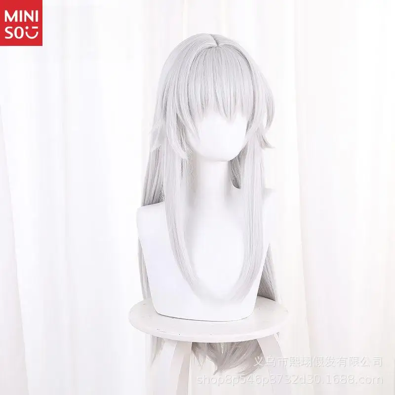   Honkai Star Rail Clara Peruca Cosplay, cabelo longo prateado branco liso para aparência de menina mecânica