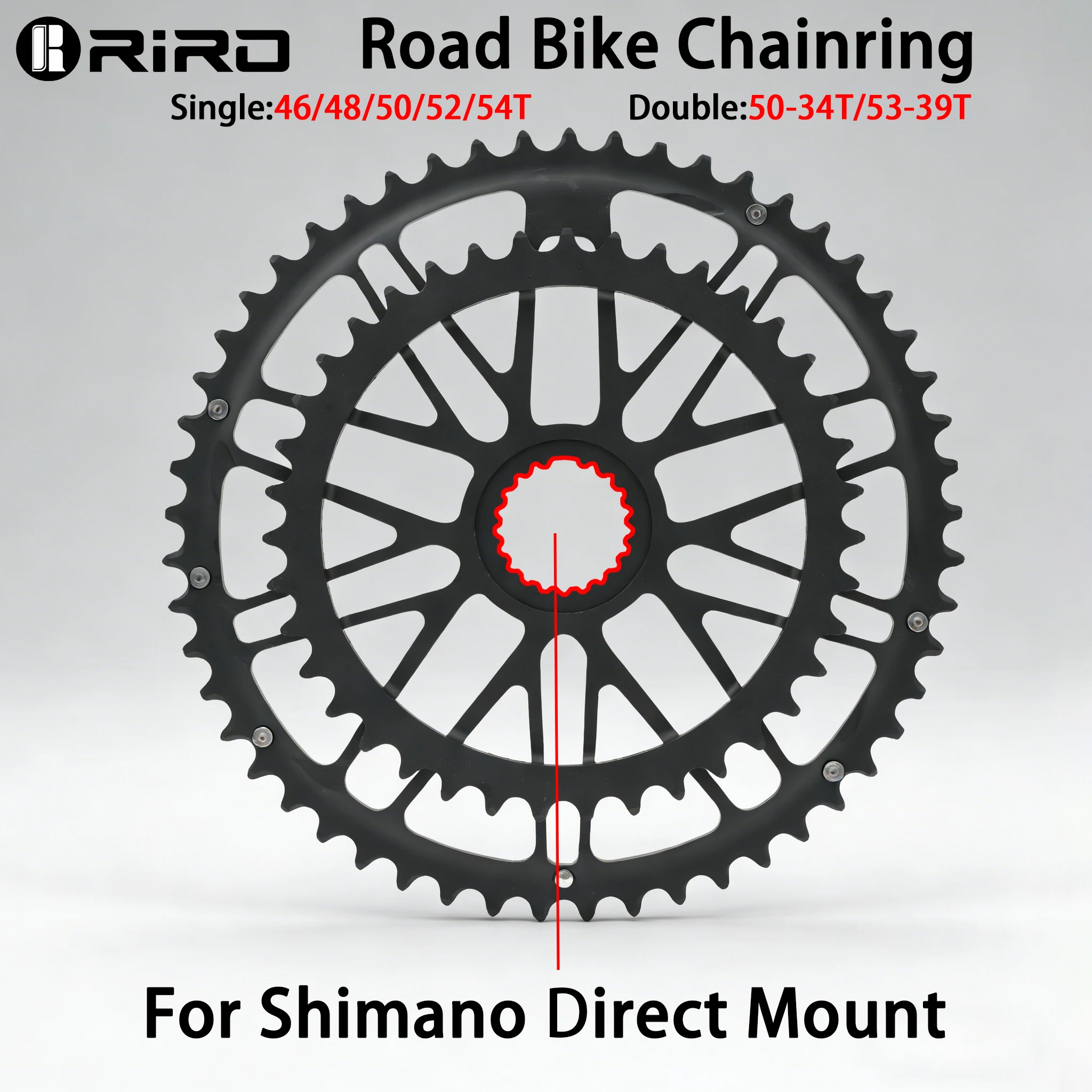 

RIRO Road Bike 10-12 Speed Single/Double Chainrings 46/48/50/52/54T & 50-34T 52-36T 53-39T for Shimano Direct Mount Chainwheel