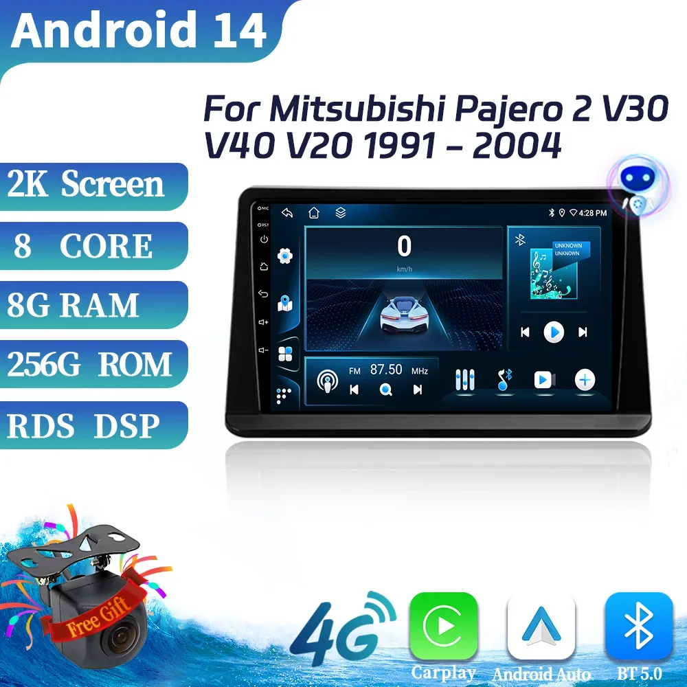 For Mitsubishi Pajero 2 V30 V40 V20 1991-2004 Car Radio Multimedia Video GPS Android Bluetooth Carplay Navigation Touch Screen