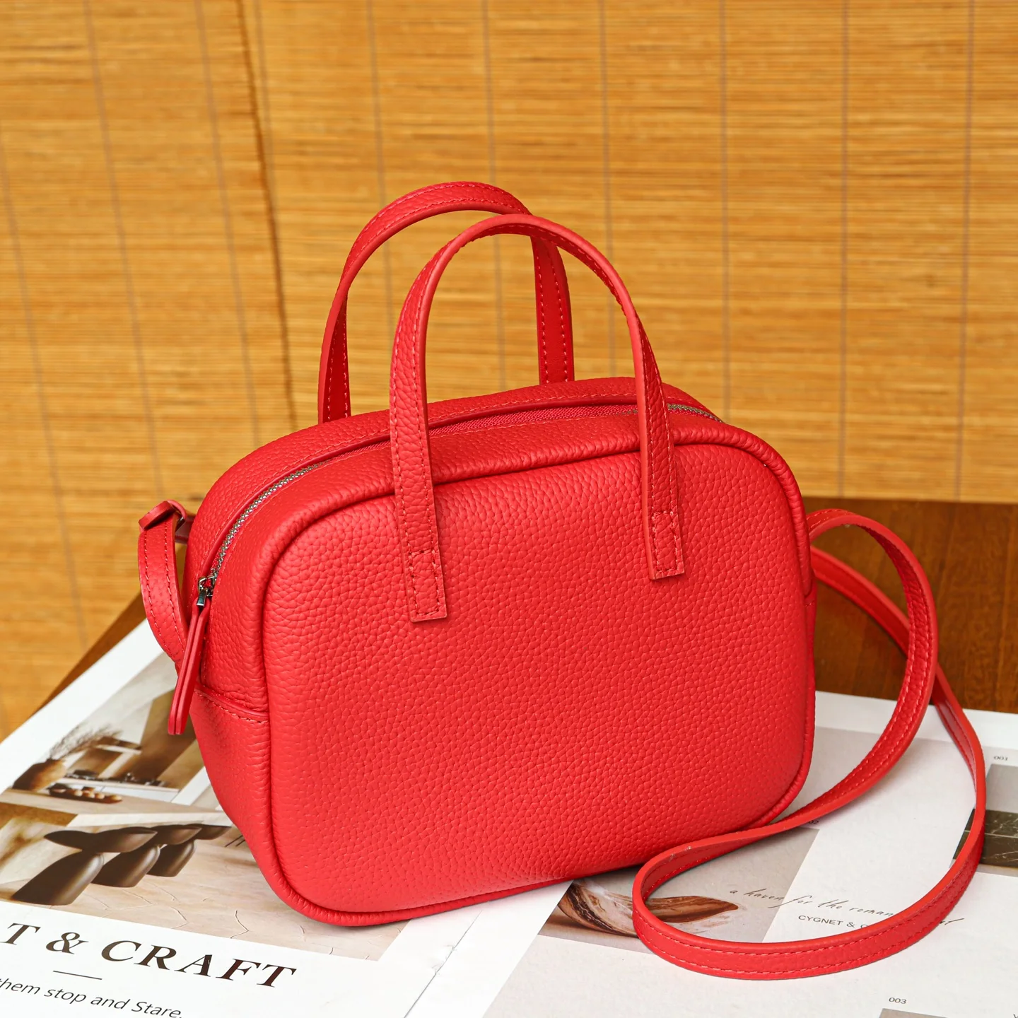 Genuine Cowhide Leather Women's Bowling Bag Luxury Designer Brand Female Small Shoulder Crossbody Bag for Woman Fashion Handbag