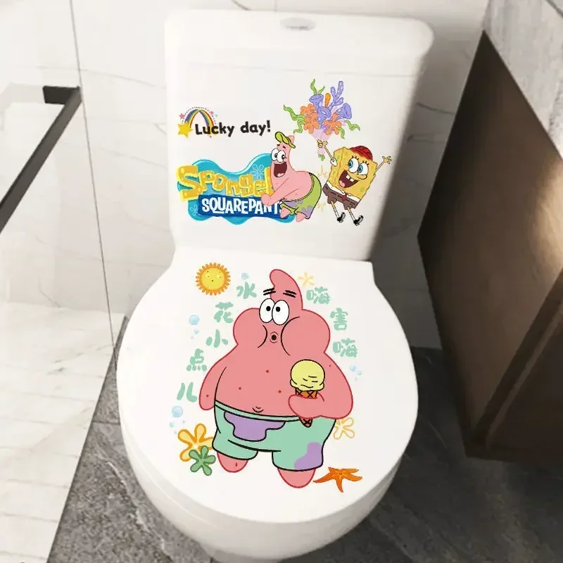 Cute Cartoon SpongeBob SquarePants Toilet Stickers Patrick Star Bathroom Waterproof Toilet Lid Decoration Stickers Wholesale