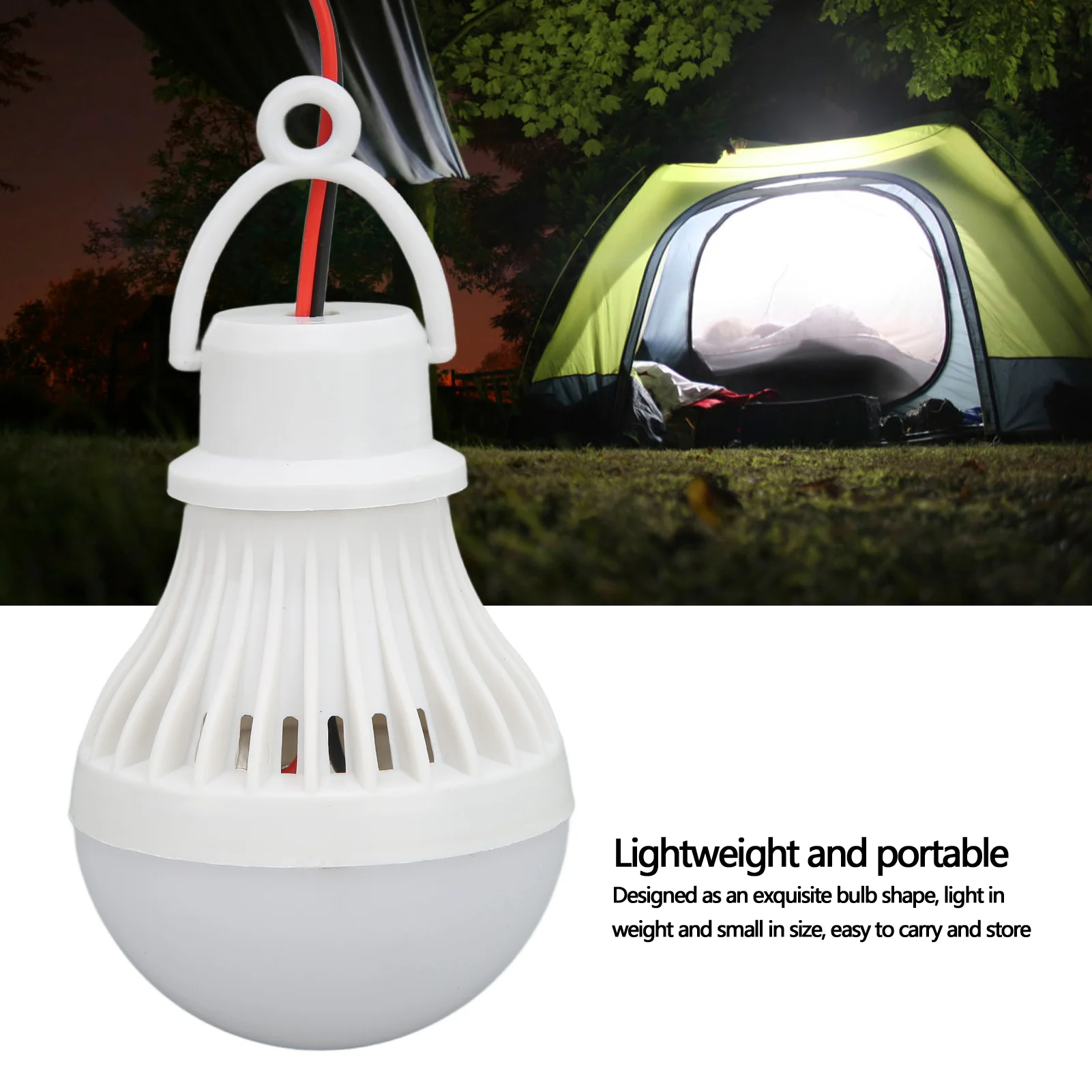 LED Camping Tent Lantern Plastic Outdoor Emergency Light Bulb with Hook for Hiking Fishing 12V 5W Portable LED Tent Lamp view 2
