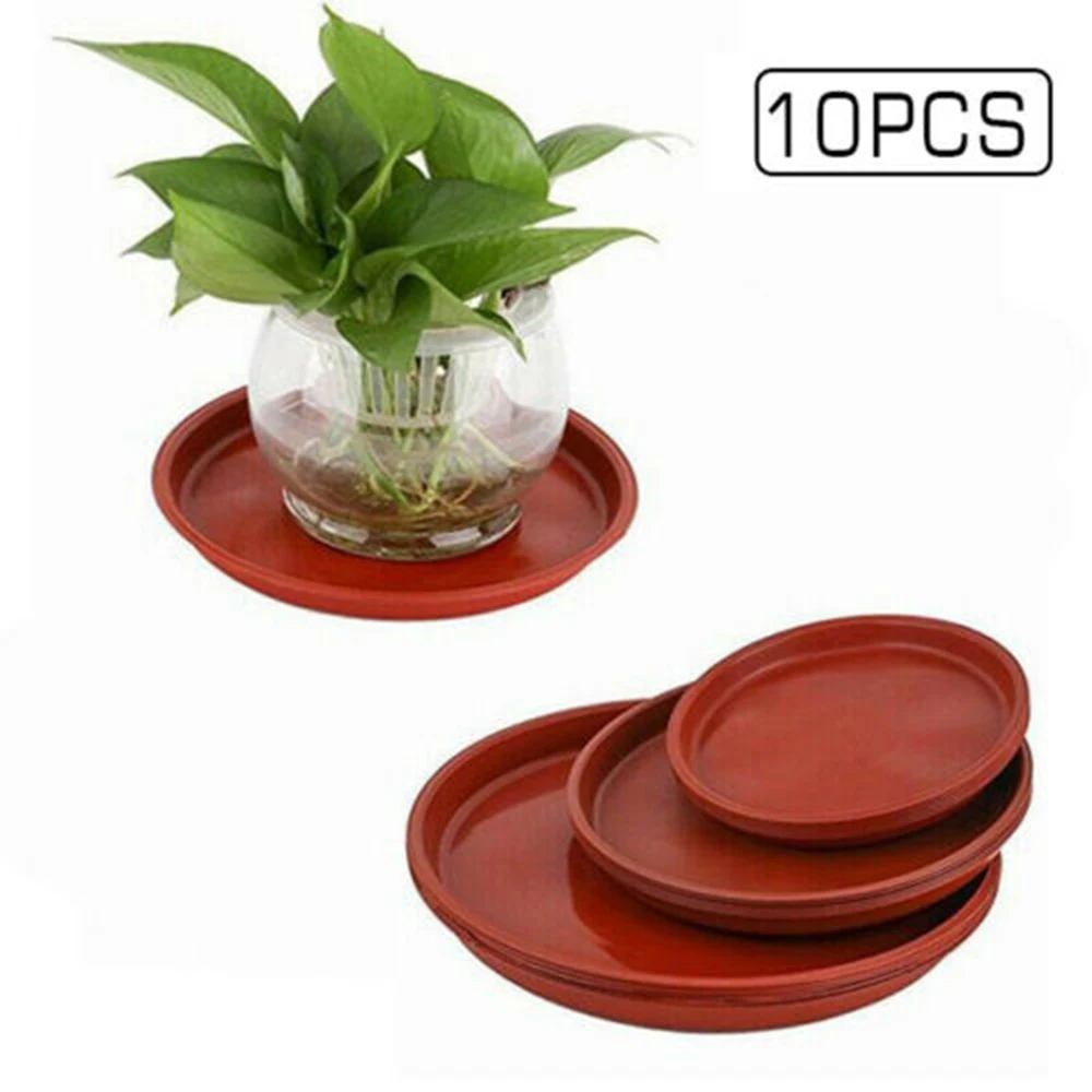 Heavy Duty 10pcs Plastic Plant Pot Saucers Water Tray Base for Use with Various Pot Sizes to Prevent Water Spills