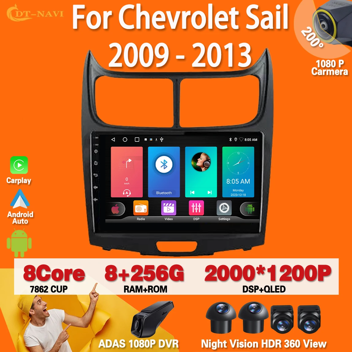 

Android 13 For Chevrolet Sail 2009 2010 2011 2012 2013 Radio Carplay Auto Radio Stereo Multimedia Player Navigation GPS WIFI