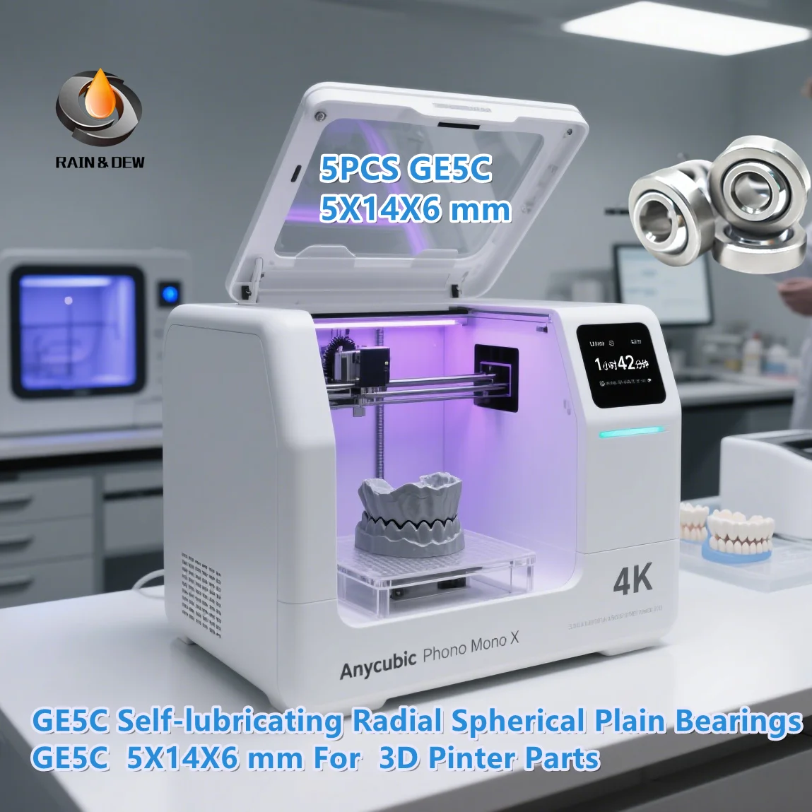 

5 шт. GE5C самосмазывающиеся радиальные сферические подшипники скольжения GE5C 5X14X6 мм для деталей 3D Pinter