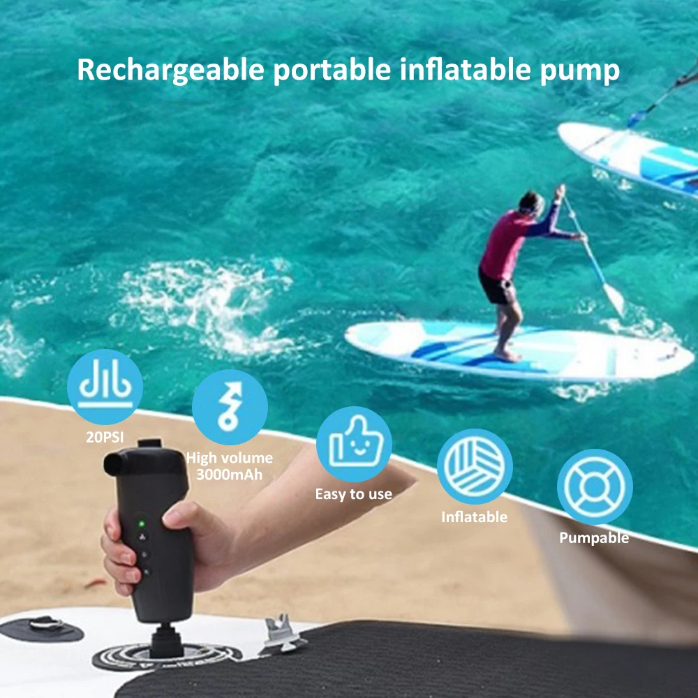 20PSI Electric Inflation Pump Outdoor Portable Electric Inflation Pump Wireless Air Inflator for Inflatable SUP Stand Up Paddle