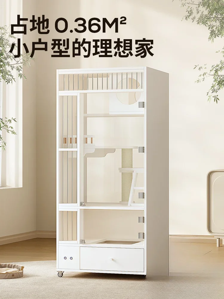 Cat villa small apartment solid wood cat cabinet household indoor cage toilet integrated house nest