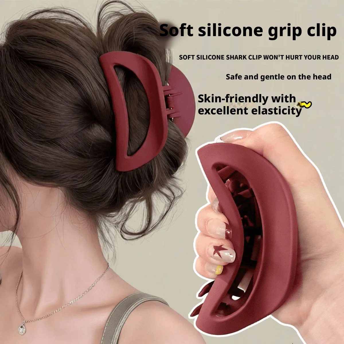 Weicher Silikon-Haarklammer mit edlem Design, perfekt zum Stylen der Haare, ohne Unbehagen zu verursachen oder das Haar zu zerkratzen. – Detail 9
