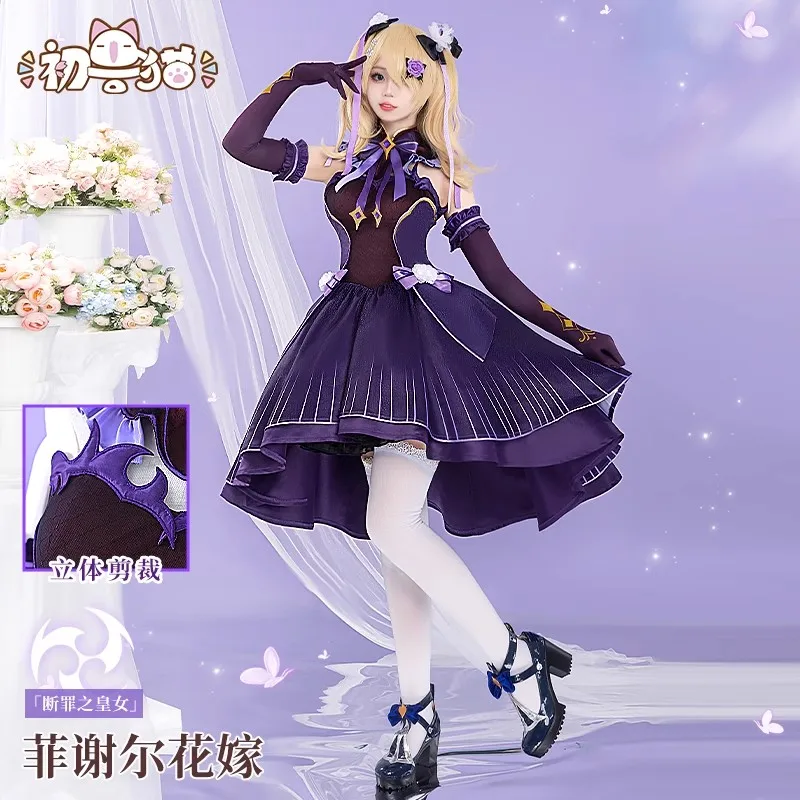 

Game Genshin Impact Fischl Cosplay Costume Anime Women Flower Wedding Dress Outfit Halloween Comic-con Party Suit Stock