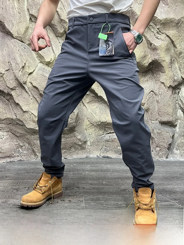 

Мужские спортивные брюки на открытом воздухе Fce на подкладке, мягкие повседневные брюки, ветрозащитная функция, 3D пошив, водонепроницаемые, осенне-зимние, прямые L...