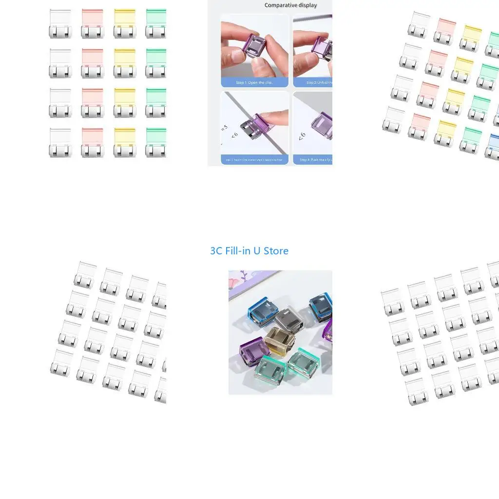 G8TA Candy Colored Clear Plastic Document Organiser Clips for Teachers Students