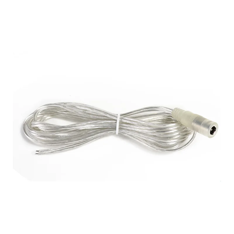 0.2m 0.5m 1m DC Female Male Round Hole Current Extension Cable Transparent Power Cord LED Strip Light Connection Cable