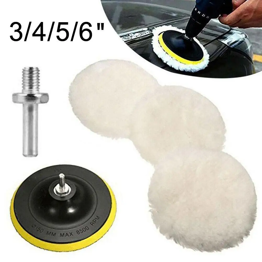 3/4/5/6 Inch Car Polisher Pads Kit Wool Buffing Waxing Clean Polish Reusable Buffer Drill Wheel Polisher for Auto Remove Scratch