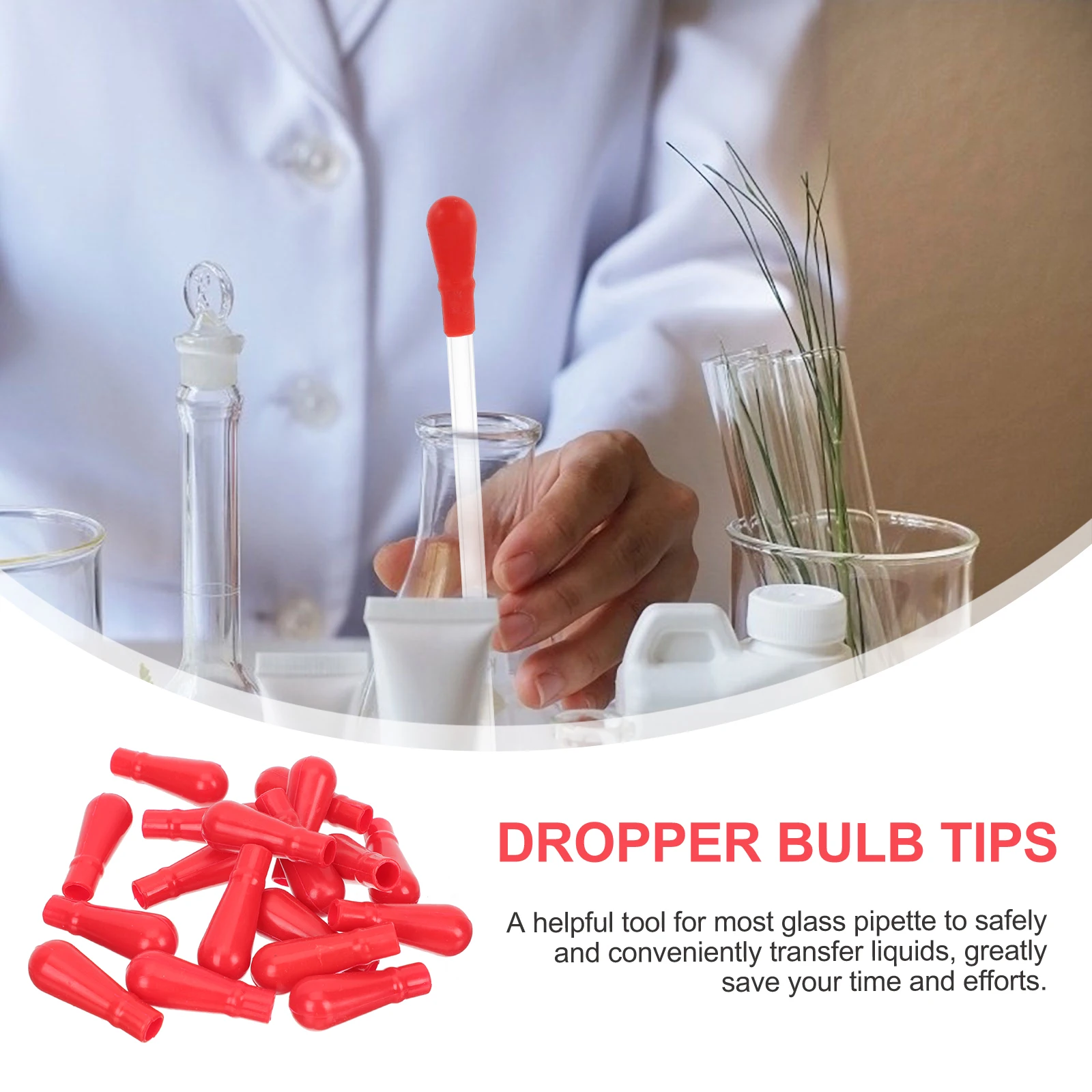 

50pcs Glass Caps Spherical Plug Silica Pipette Dropper Caps Gel Clear Droppers Lab Bottle Accessories Household Use