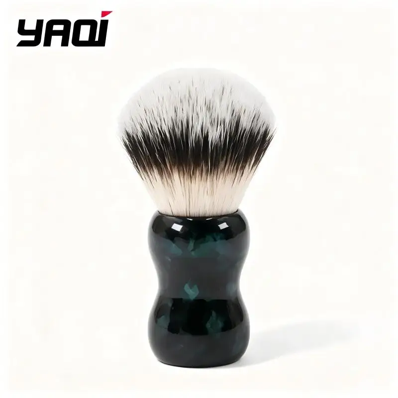 YAQI Shaving Brush for Men Gradient Synthetic Bristles Marble Resin Handle Luxury Wet Shaving for Safety Razor